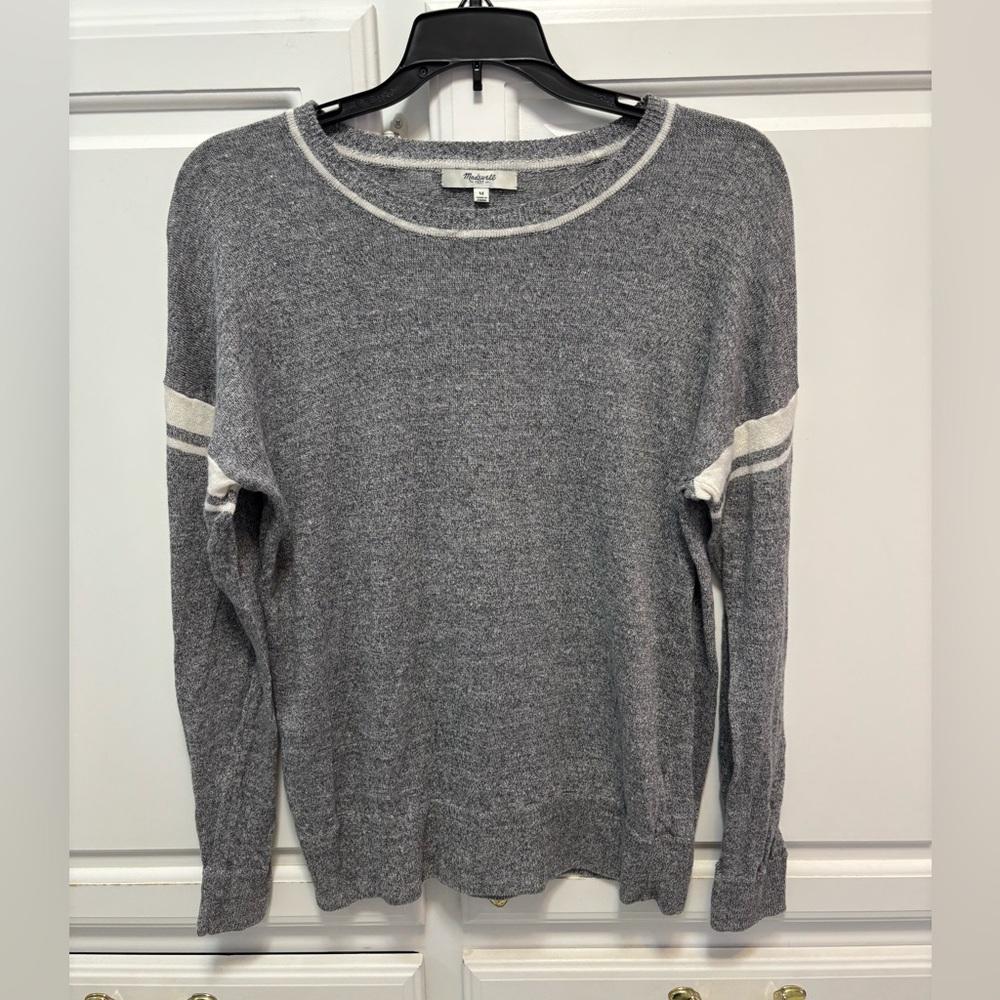 Madewell 100% Linen Gray Long Sleeve Lightweight Sweater Women’s Size M